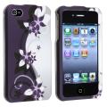 Purple Flower Snap-on Rubber Coated Case for Apple iPhone 4/ 4S