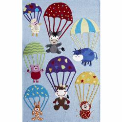 Handmade Luna Kids Farm Animals New Zealand Wool Rug (5' x 7')