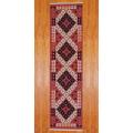 Indo Hand-knotted Kilim Rust/ Black Wool Rug (2'6 x 10)
