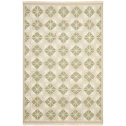 Sumak Flatweave Diamond-Pattern Beige Wool Rug (9 x 12)