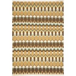 Sumak Flatweave Heirloom Beige and Brown Wool Rug (9 x 12)