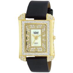 Burgi Women's Rectangular Mother of Pearl Crystal Watch