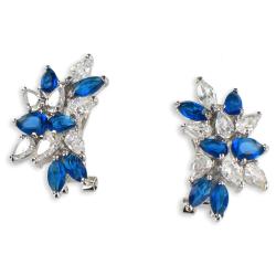Cano Brass Blue and White Cubic Zirconia Earrings