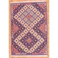 Indo Hand-knotted Kilim Beige and Purple Wool Rug (4 x 6)