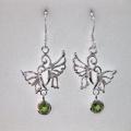 Sterling Silver Peridot Double Butterfly Earrings (Thailand)