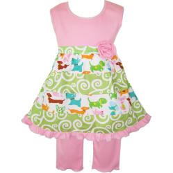 AnnLoren Girls Puppy Shirt and Capri Set