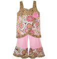 AnnLoren Girls Floral/Leopard Tank and Capri Set