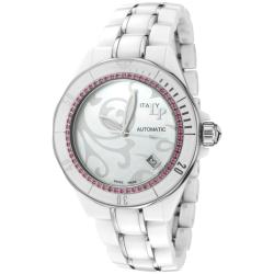 Lucien Piccard Italy Women's 'Celano' White Ceramic and Stainless Steel Watch