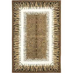Handmade Safari Leopard Print Wool Rug (8'3 x 11')