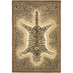 Handmade Safari Tiger Print Wool Rug (8'3 x 11')