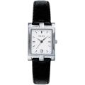 Bulova Women's Stainless Steel and Black Leather Band Watch