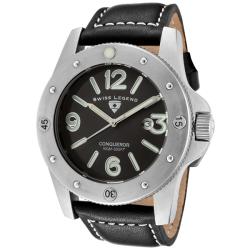 Swiss Legend Men's 'Conqueror' Black Genuine Leather Watch