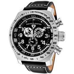 Swiss Legend Men's 'SL Pilot' Black Genuine Calf Leather Strap Watch