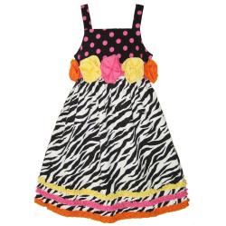 AnnLoren Girl's 2-piece Couture Dots and Zebra Dress 