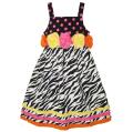AnnLoren Girl's 2-piece Couture Dots and Zebra Dress