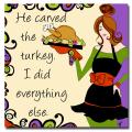 Working Girls Design 'Carved the Turkey' Canvas Art