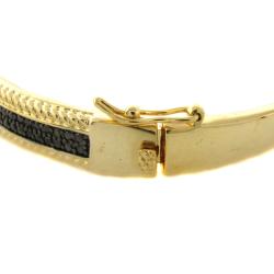New! Fusion 14k Gold Overlay Black Diamond Accent Bangle Bracelet