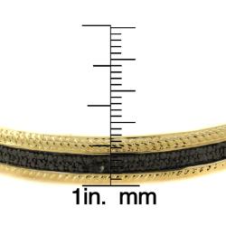 New! Fusion 14k Gold Overlay Black Diamond Accent Bangle Bracelet