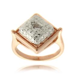 Fusion Rose Gold Overlay Diamond Accent Square Ring