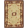 Hand-made Farahan Sage/ Burgundy Hand-spun Wool Rug (2' x 3')