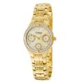 Caravelle by Bulova Women's 'Crystal' Yellow Goldplated Stainless Steel Military Time Quartz Watch