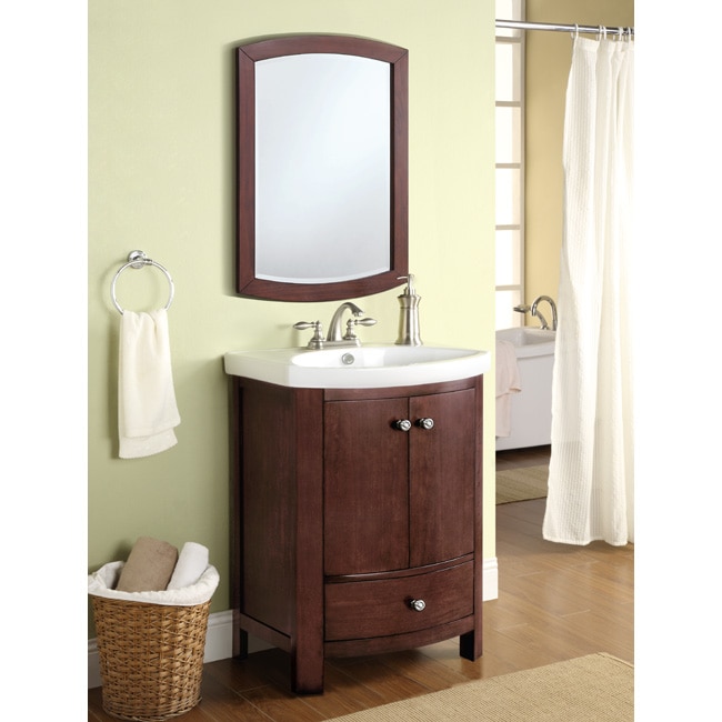 Winston Walnut Sink and Mirror Vanity Set  14044445  Overstock.com 