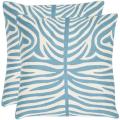 Tiger Stripes 18-inch Embroidered Blue Decorative Pillows (Set of 2)