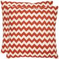 Zig-Zag 18-inch Embroidered Orange Decorative Pillows (Set of 2)