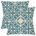 Morrocan 22-inch Embroidered Blue Decorative Pillows (Set of 2)