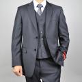 Mantoni Men's Black Vested Wool Suit