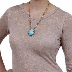 Nexte Jewelry Goldtone Faceted Teardrop Turquoise Necklace