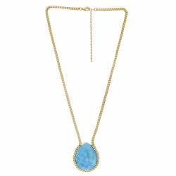 Nexte Jewelry Goldtone Faceted Teardrop Turquoise Necklace
