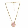Nexte Jewelry Goldtone Faceted Teardrop Rose Quartz Necklace