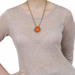 Nexte Jewelry Goldtone Faceted Teardrop Coral Necklace