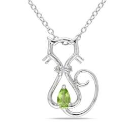 Miadora Sterling Silver Peridot and Diamond Accent Necklace (H-I, I3) (1/5ct TGW)