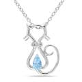 Sterling Silver Blue Topaz and Diamond Necklace (H-I, I3) (1/4ct TGW)