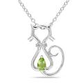 Sterling Silver Peridot and Diamond Accent Necklace (H-I, I3) (1/5ct TGW)