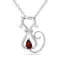 Sterling Silver Garnet and Diamond Accent Necklace (H-I, I3) (1/4ct TGW)