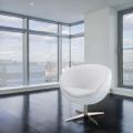 Modern White Leather Roundback Chair