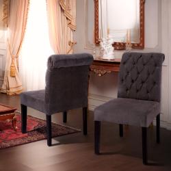 Dark Grey Tufted Dining Chairs (Set of 2)