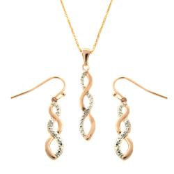 Fusion Rose Gold Overlay Diamond Accent Infinity Design Jewelry Set