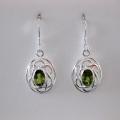 Sterling Silver Peridot Celtic Oval Earrings (Thailand)