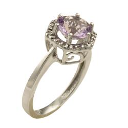 10k White Gold Rose De France 1/10ct TDW Diamond Ring