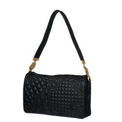 Versace Black Embroidered Leather Shoulder Bag