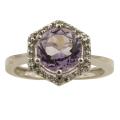10k White Gold Rose De France 1/10ct TDW Diamond Ring