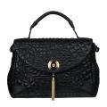 Versace Black Embroidered Leather Satchel