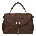 Versace Brown Embroidered Leather Satchel