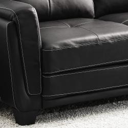 Leah Black Vinyl Loveseat