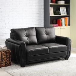 Leah Black Vinyl Loveseat