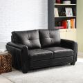 Leah Black Vinyl Loveseat